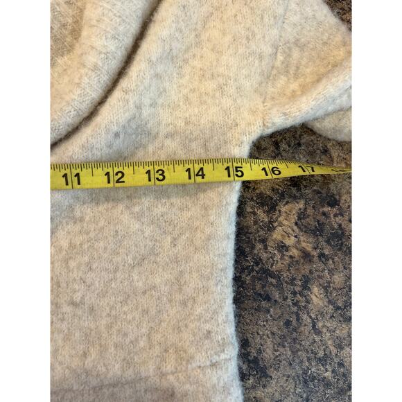 Klesis NEW Large Wool Blend Fit Flare Turtleneck Mini Sweater Dress Gray Cream - Picture 5 of 6